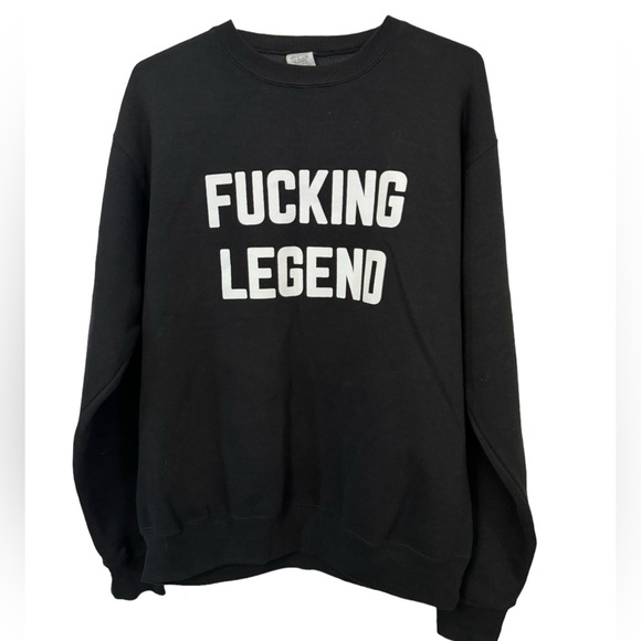departure Tops - High End Black & White DEPARTURE Effing Legend Crew Sweatshirt Unisex M MINTY